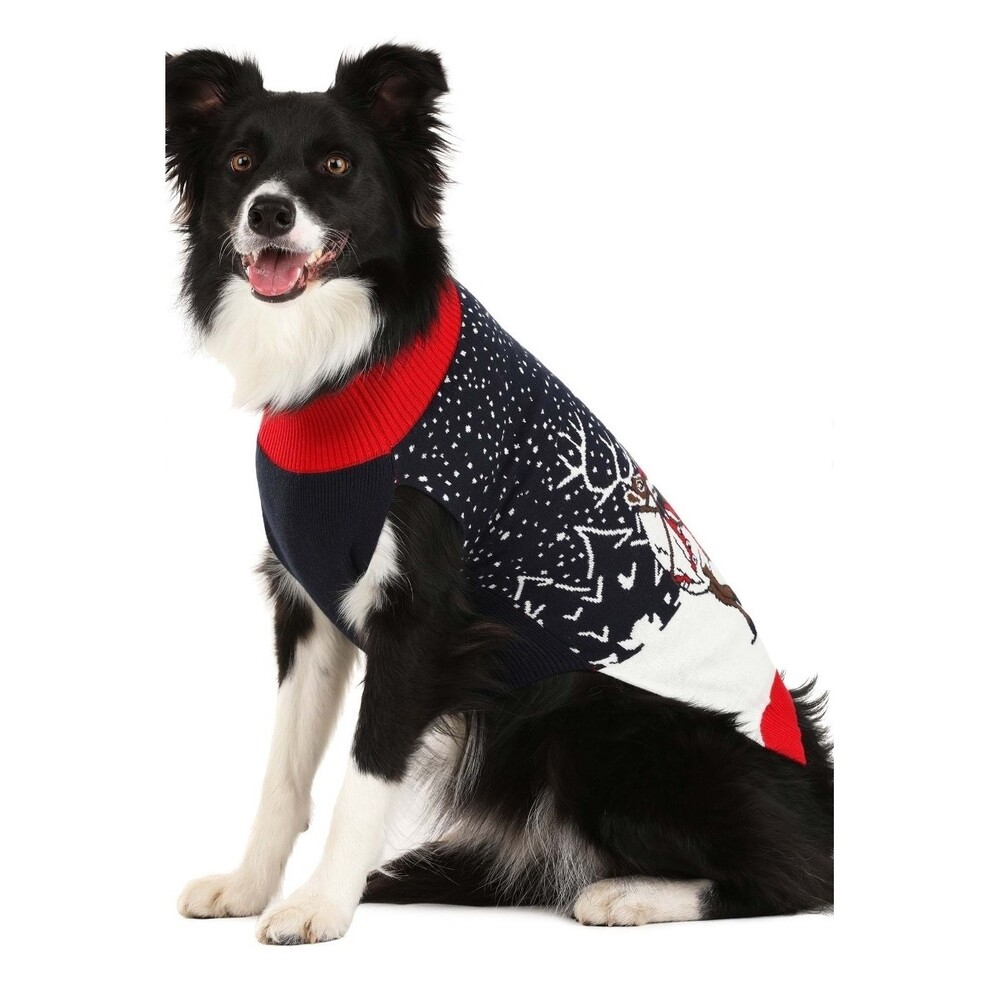 Reindeer & Santa Christmas Dog Sweater New NWT Small Xmas Holiday‎ Cute - Picture 2 of 4